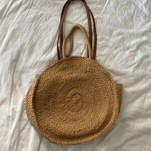 Tan Woven Tote Bag